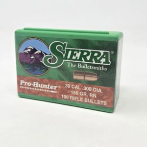 Sierra 30 Cal (.308 Dia) Reloading Bullets Pro Hunter SRAA2135 150 Grain Round Nose Jacketed Soft Point 100 Pieces