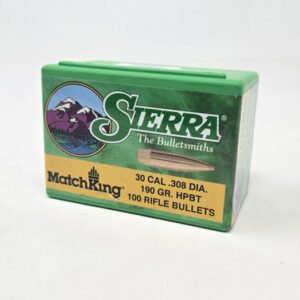 Sierra 30 Cal (.308 Dia) Reloading Bullets Matchking SRAA2210 190 Grain Hollow Point Boat Tail 100 Pieces