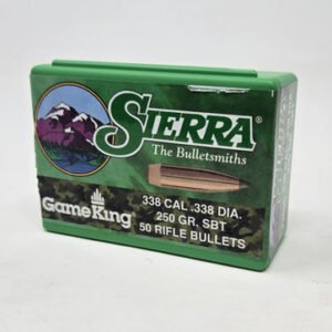 Sierra 338 Cal (.338 Dia) Reloading Bullets Gameking SRAA2600 250 Grain Boat Tail Spitzer Soft Point 50 Pieces