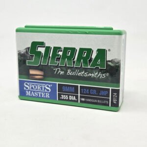 Sierra 9mm (.355 Dia) Reloading Bullets Sports Master SRAA8124 124 Grain Jacketed Hollow Point 100 Pieces