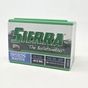 Sierra 45 Cal (.451 Dia) Reloading Bullets Sports Master SRAA8835 185 Grain Jacketed Hollow Point 100 Pieces