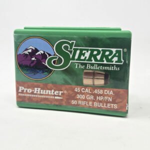 Sierra 458 Cal/45-70 (.458 Dia) Reloading Bullets Pro Hunter SRAA8900 300 Grain Flat Nose Jacketed Hollow Point 50 Pieces