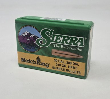 Sierra 30 Cal (.308 Dia) reloading Bullets Matchking SRAA9240T 210 Grain Hollow Point Boat Tail 50 Pieces