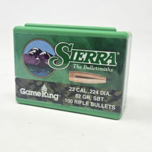 Sierra 22 Cal (.224 Dia) Reloading Bullets Gameking SRAA9362 62 Grain Boat Tail Spitzer Soft Point 100 Pieces