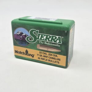 Sierra 22 Cal/5.56mm (.224 Dia) Reloading Bullets Matchking SRAA9377GT 77 Grain Hollow Point Boat Tail With Cannelure 50 Pieces