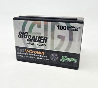 Sierra 45 Cal (.451 Dia) Reloading Bullets SRAA9820 200 Grain V-Crown Jacketed Hollow Point 100 Pieces