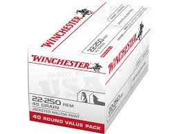 Winchester 22-250 USA222502 45 gr JHP 40 rounds