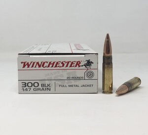 Winchester 300 Blackout Ammunition 147 Grain Full Metal Jacket USA300B147 20 Rounds