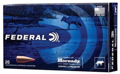 Federal 223 Rem Ammunition Varmint & Predator V223VM53 53 Grain Hornady V-Max 20 Rounds