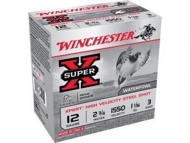 Winchester 12 Gauge Xpert High Velocity Ammunition WEX123 2-3/4" 1-1/16 oz #3 Non-Toxic Steel Shot 25 rounds