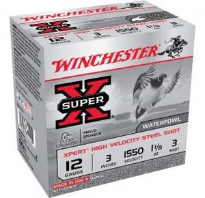 Winchester 12 Gauge WEX1233 Xpert High Velocity Ammunition 3" 1-1/8 oz #3 Non-Toxic Steel Shot 25 rounds