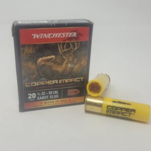 Winchester 20 Gauge Ammunition Copper Impact X20CLF 2-3/4" 50 Cal Copper Sabot Slug 3/4oz 1600fps 5 Rounds
