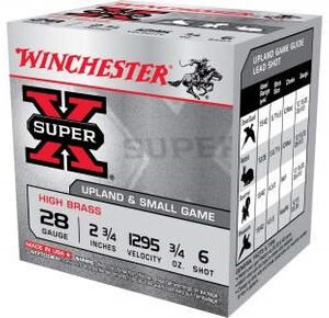 Winchester 28 Gauge Ammunition X286 Super-X High Brass 2-3/4" 3/4oz #6 shot 1295fps 25 rounds