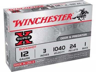 Winchester 12 Gauge Ammunition XB1231 3" 1 Buckshot 24 Pellets 5 rounds