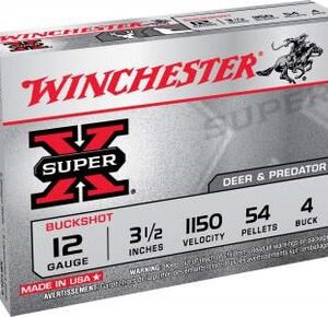 Winchester 12 Gauge Ammunition XB12L4 3-1/2" Buffered #4 Buckshot 54 Pellets 5 rounds