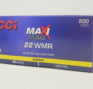 CCI 22 WMR Ammunition Maxi-Mag 0958 40 gr JHP 200 rounds