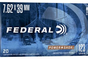 Federal 7.62x39mm Ammunition Power-Shok F76239B 123 Grain Jacketed Soft Point 20 Rounds