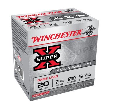 Winchester 20 GA Super-X 2 3/4" 7 1/2 shot 7/8 oz XU207 25 rounds