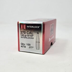 Hornady 270 Cal (.277 Dia) Reloading Bullets H2735 140 Grain Interlock Boat Tail Soft Point 100 Pieces