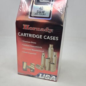 Hornady 40 S&W Unprimed Reloading Brass Casings H8742 200 Pieces