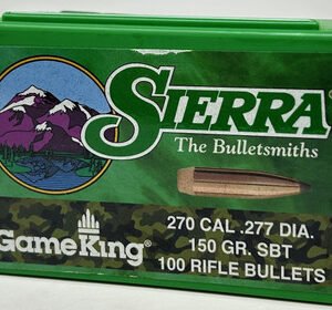 Sierra 270 Cal (.277 Dia) Reloading Bullets Gameking SRAA1840 150 Grain Boat Tail Spitzer Soft Point 100 Pieces