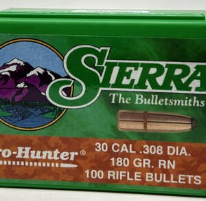 Sierra 30 Cal (.308 Dia) Reloading Bullets Pro Hunter SRAA2170 180 Grain Round Nose Soft Point 100 Pieces
