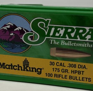 Sierra 30 Cal/7.62mm (.308 Dia) Reloading Bullets Matchking SRAA2275 175 Grain Hollow Point Boat Tail 100 Pieces