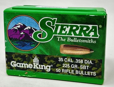 Sierra 35 Cal (.355 Dia) Reloading Bullets Gameking SRAA2850 225 Grain Boat Tail Spitzer Soft Point 50 Pieces