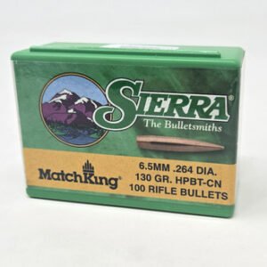 Sierra 6.5mm (.264 Dia) Reloading Bullets Matchking SRAA1729 130 Grain Hollow Point Boat Tail 100 Pieces