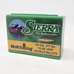 Sierra 270 Cal (.277 Dia) Reloading Bullets SRAA1815 Matchking 115 Grain Hollow Point Boat Tail 100 Pieces