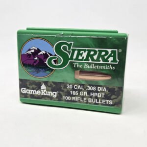 Sierra 30 Cal (.308 Dia) Reloading Bullets Gameking SRAA2140 165 Grain Hollow Point Boat Tail 100 Pieces