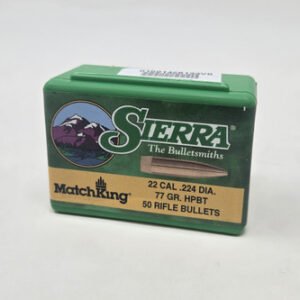 Sierra 22 Cal/5.56mm (.224 Dia) Reloading Bullets Matchking SRAA9377T 77 Grain Hollow Point Boat Tail 50 Pieces