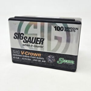Sierra 45 Cal (.451 Dia) Reloading Bullets SRAA9820 200 Grain V-Crown Jacketed Hollow Point 100 Pieces