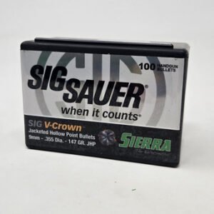 Sierra 9mm (.355 Dia) Reloading Bullets SRAA9947 147 Grain V-Crown Jacketed Hollow Point 100 Pieces