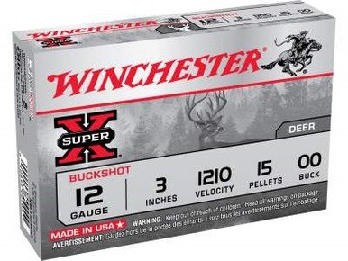 Winchester 12 Gauge Ammunition XB12300 3" 00 Buckshot 15 pellets 5 rounds