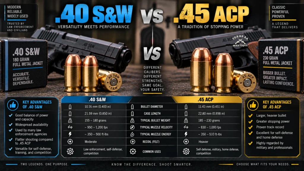 .40 S&W vs .45 ACP